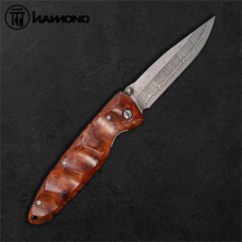 MCUSTA Folding Knife – Damascus VG10 Steel with Hardwood Handle