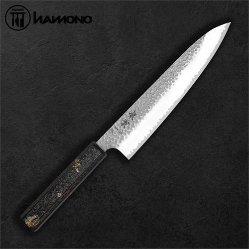 Seki Kanetsugu Chef 200mm VG10 Oak Wood Handle Gold Leaf Silver