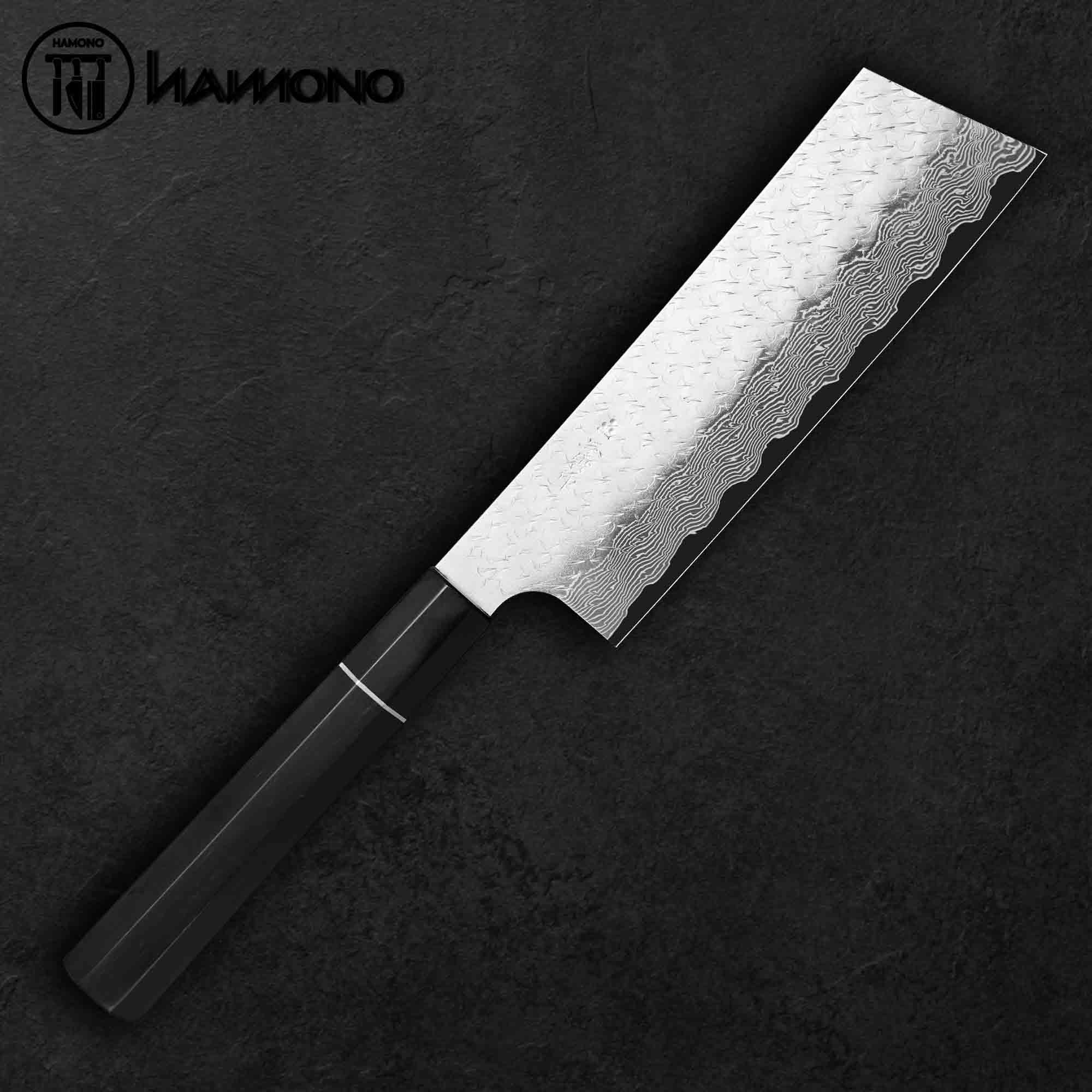 Dao Đa Năng Nakiri Kiritsuke Nigara 180mm SPG STRIX Cán Gỗ Mun (LIMITED)