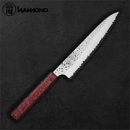 Seki Kanetsugu Chef 200mm VG10 Oak Wood Handle Pattern Red