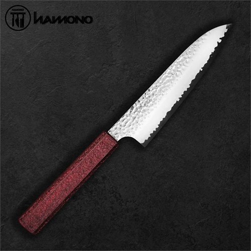 Seki Kanetsugu Santoku 170mm VG10 Oak Wood Handle Pattern Red