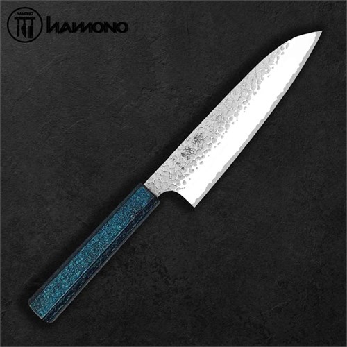 Seki Kanetsugu Santoku 170mm VG10 Oak Wood Handle Pattern Blue