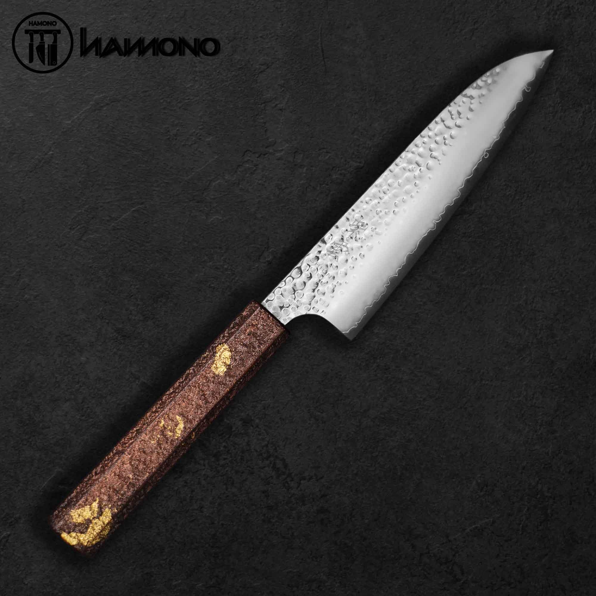 Dao Santoku Seki Kanetsugu VG10 170mm Lá Vàng (Đồng)