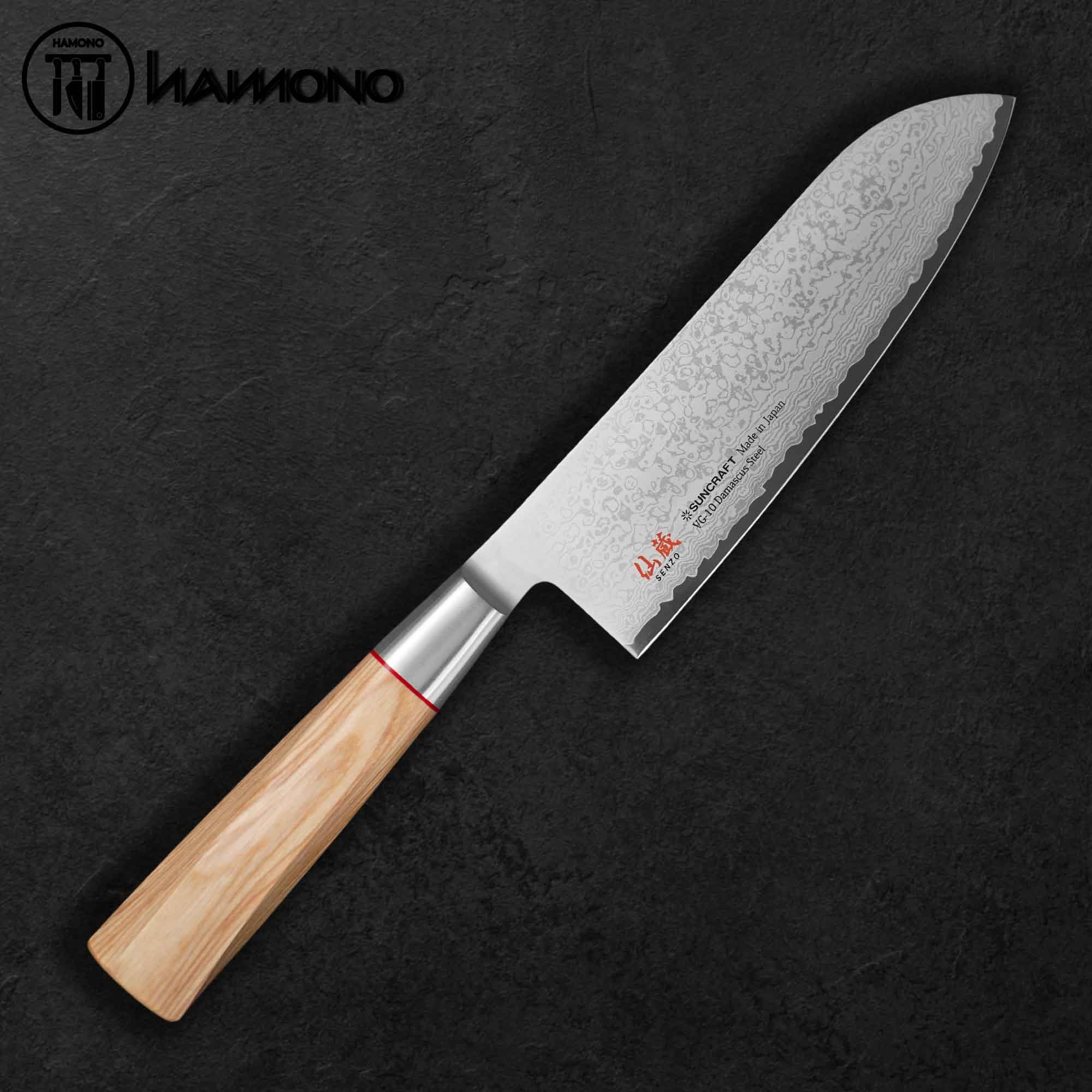 Dao Đa Năng Senzo Twisted Octagon Thép Damascus VG10 Santoku 167mm