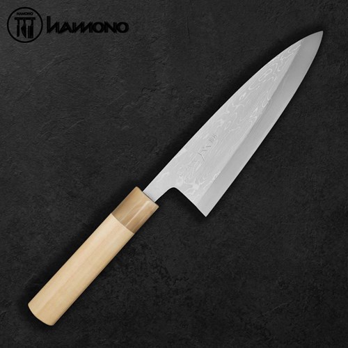 Dao Deba Masamoto Hon Kasumi Suminagashi Thép Xanh Aogami 180mm