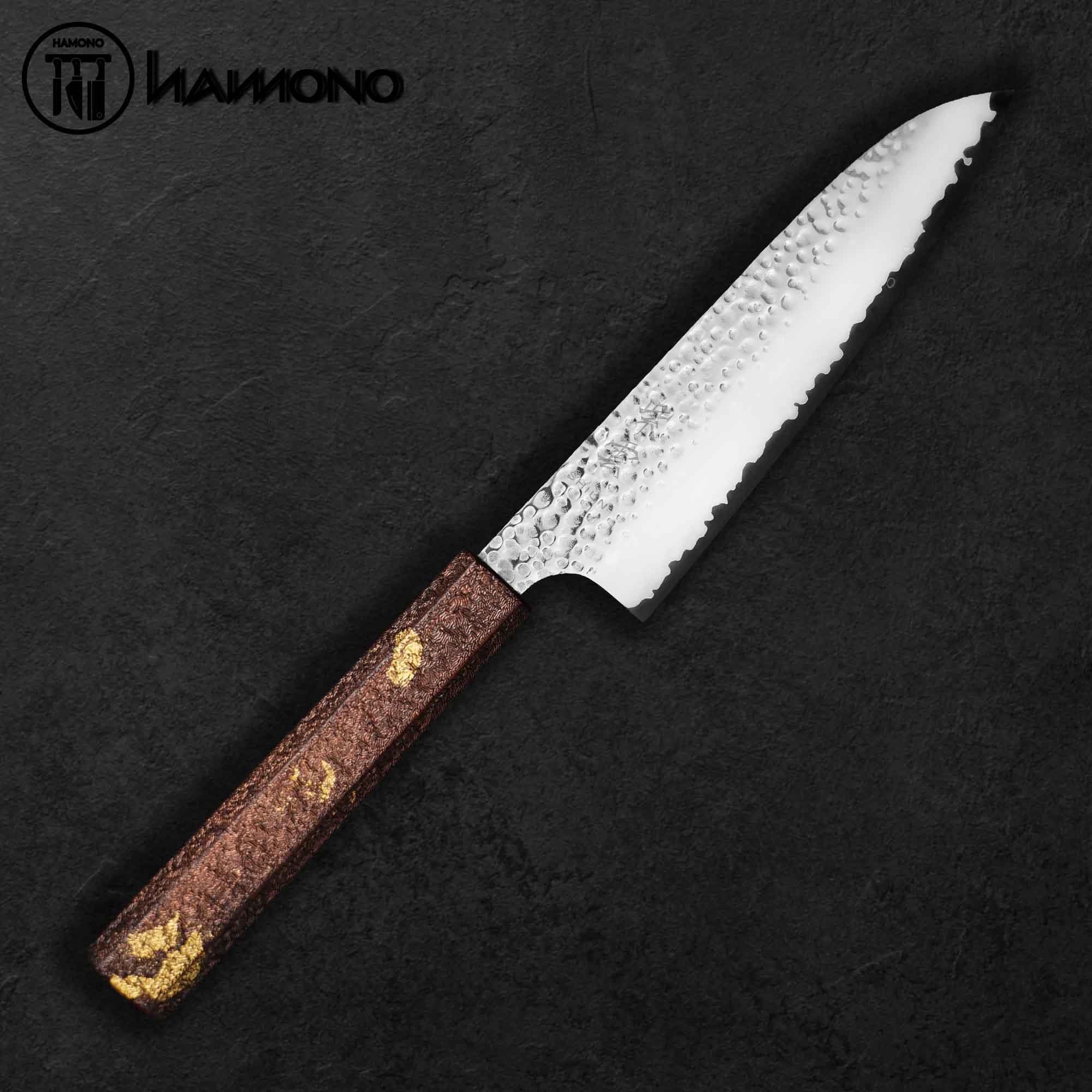 Dao Santoku Seki Kanetsugu VG10 170mm Lá Vàng (Đồng)