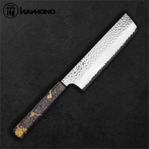Seki Kanetsugu Nakiri 175mm VG10 Pattern Gold Leaf Silver