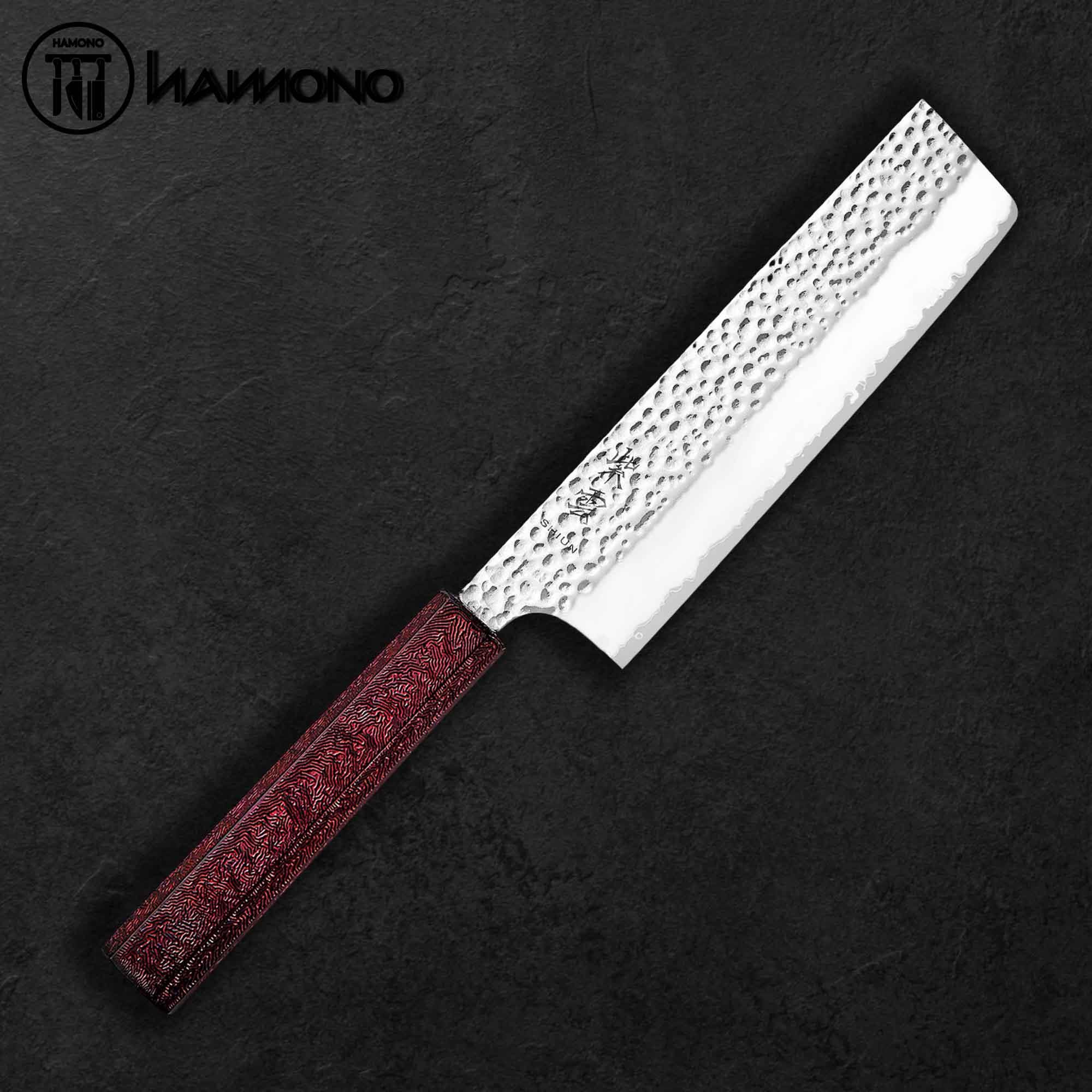 Dao Nakiri Seki Kanetsugu VG10 175mm Pattern Gold Leaf (Red)