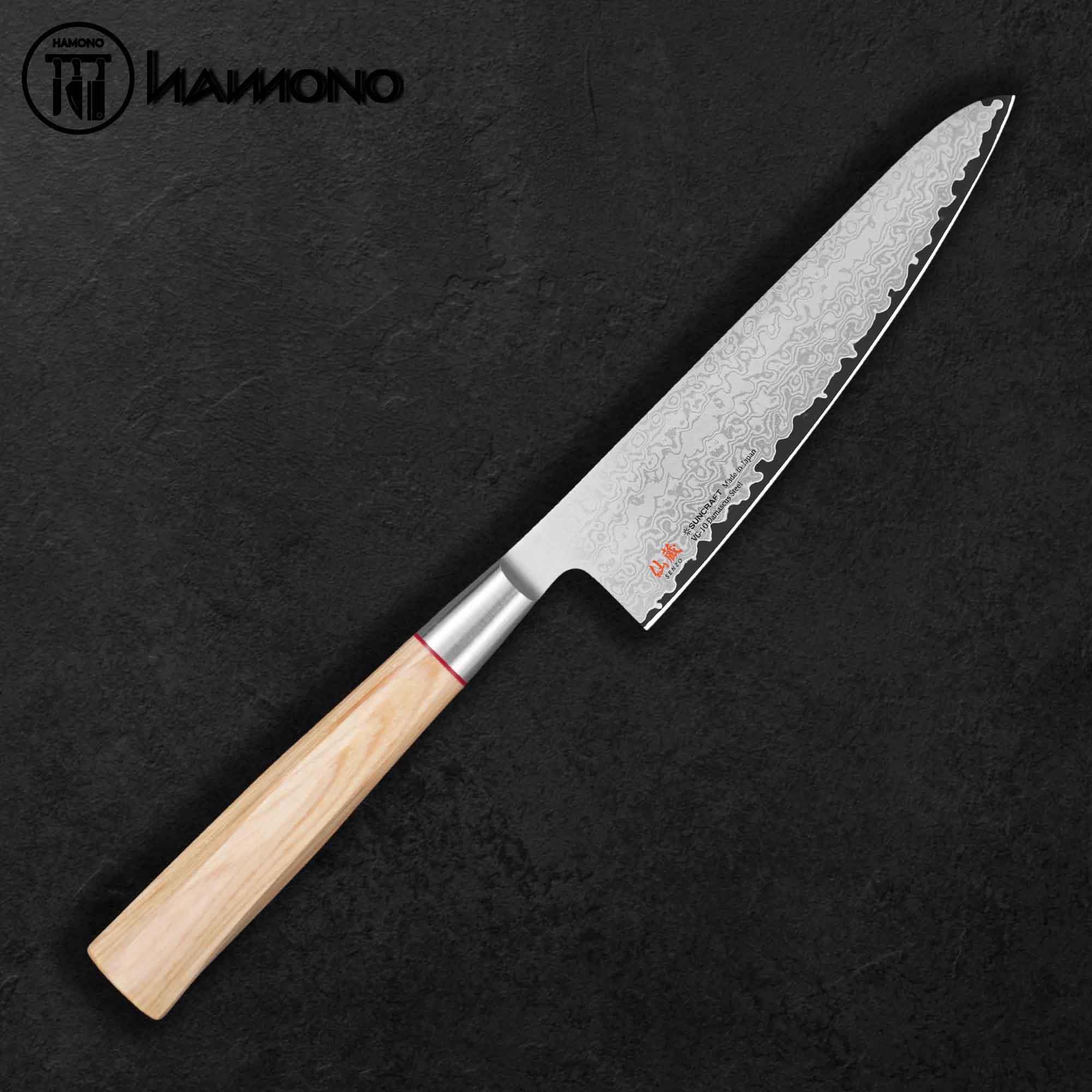 Dao Đa Năng Senzo Twisted Octagon Thép Damascus VG10 Santoku 143mm