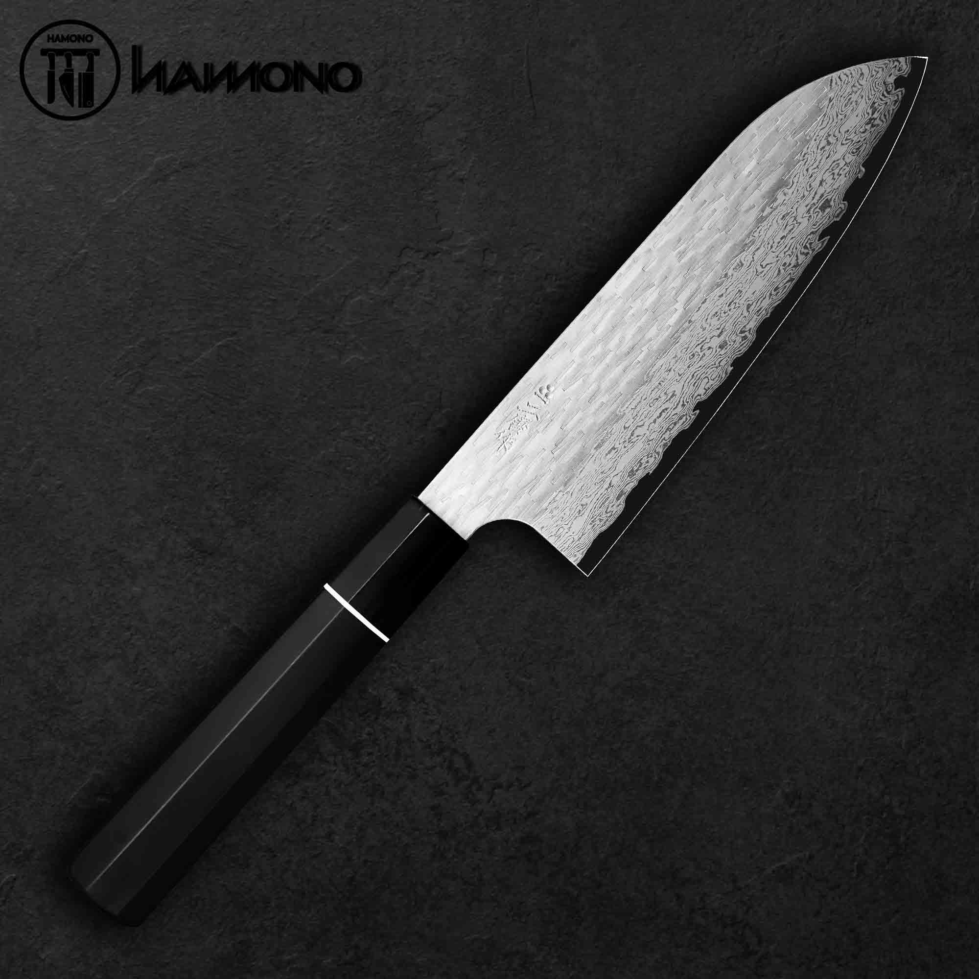 Dao Đa Năng Santoku Nigara 180mm Thép VG XEOS Cán Gỗ Mun (LIMITED)