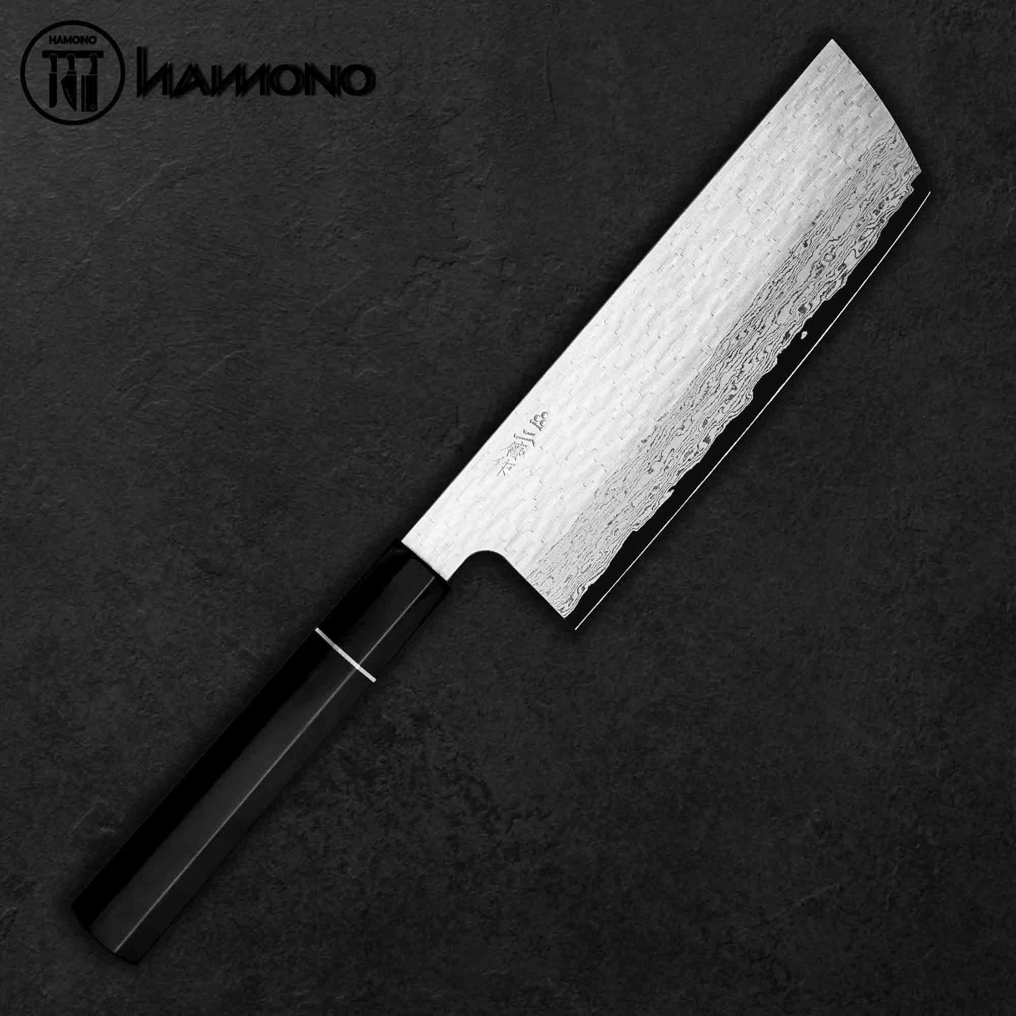 Dao Đa Năng Nakiri Nigara 165mm Thép VG XEOS Cán Gỗ Mun (LIMITED)