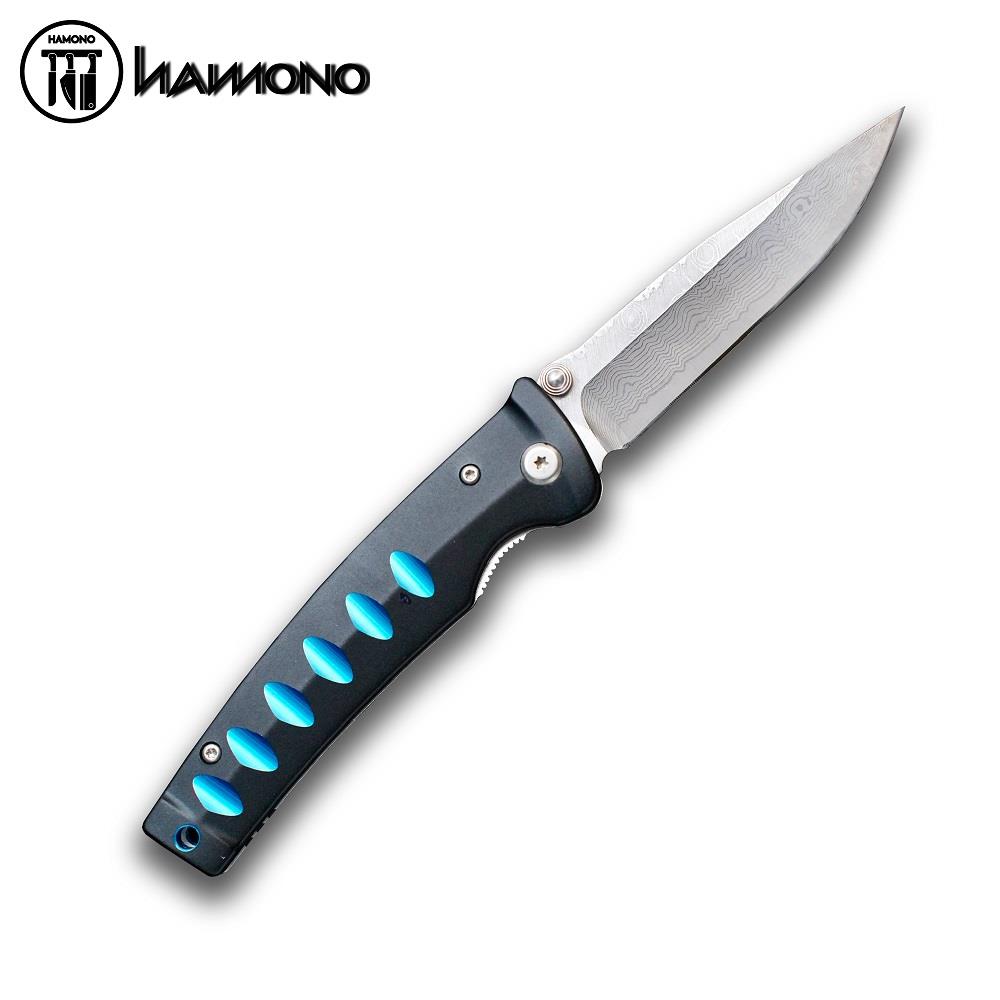 Dao Gập MCUSTA Damascus Lõi VG10 Cán Xanh Đen